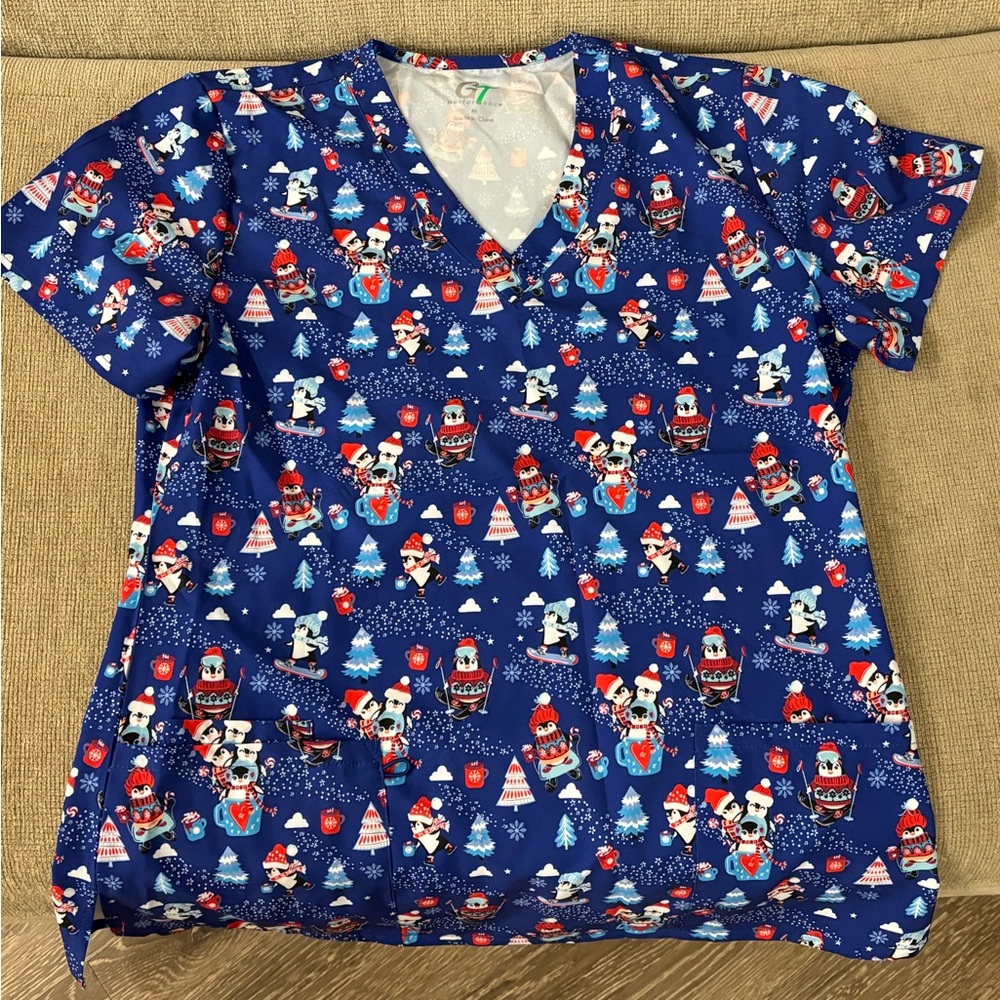 Christmas scrub top